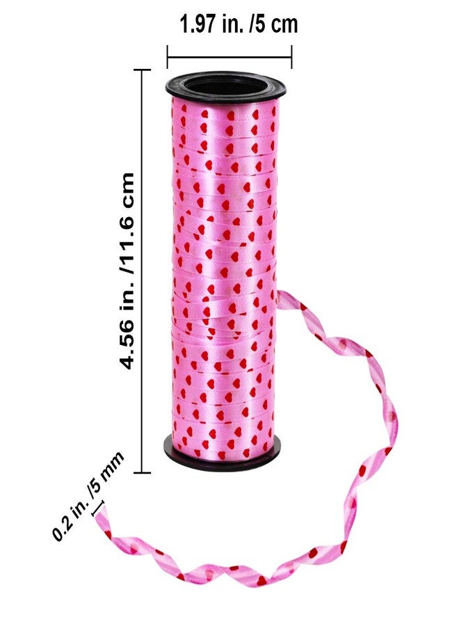 سوبلا 5 لفات من شريط سوبلا الأحمر المطبوع عليه قلوب، شريط تجعيد لتزيين بالونات الحفلات، بكرات شريط تجعيد لتغليف الهدايا باللون الأحمر والفوشيا والوردي والأبيض، عرض 0.2 بوصة (5 مم)، مناسب لأعمال عيد الحب اليدوية. - Image 3